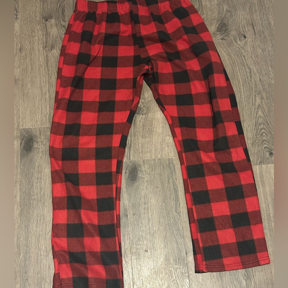 Men's Red and Black Plaid Pajama Pants